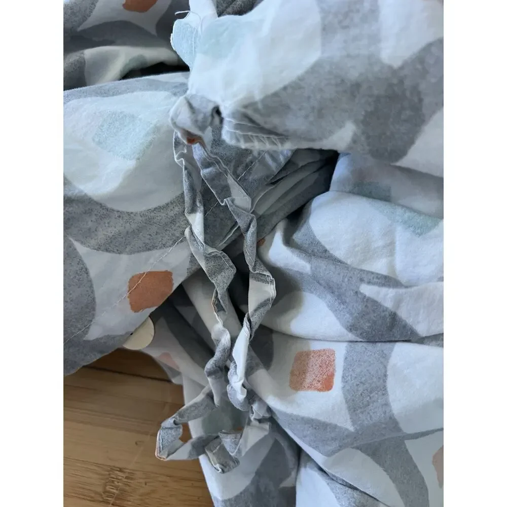 West Elm Green Circle Trellis Full queen duvet cover 100% Cotton